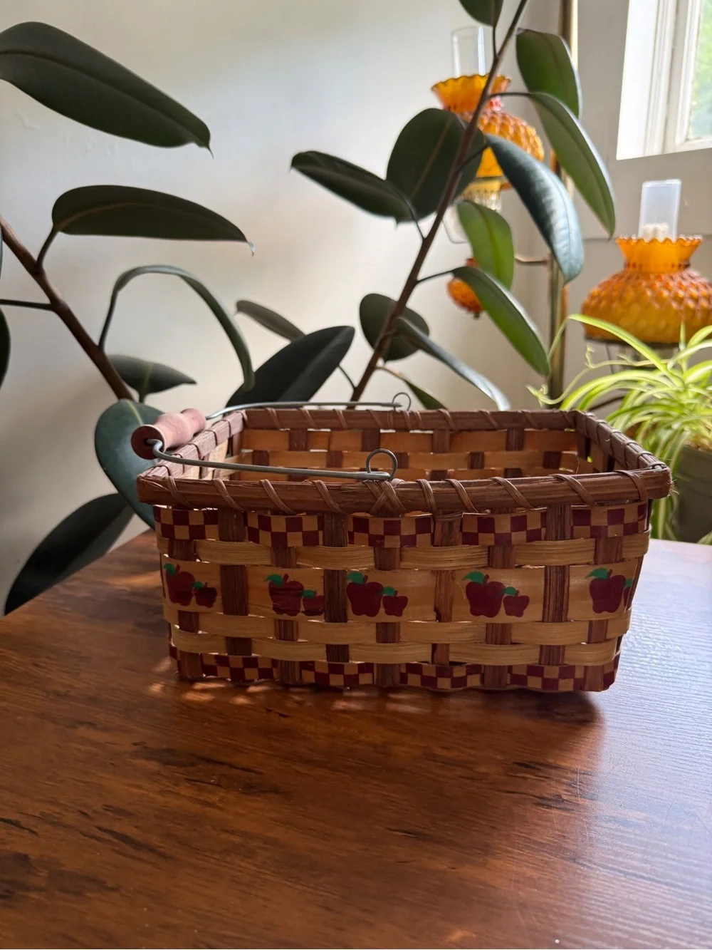 Handwoven Apple Accent Basket - Brown and Red